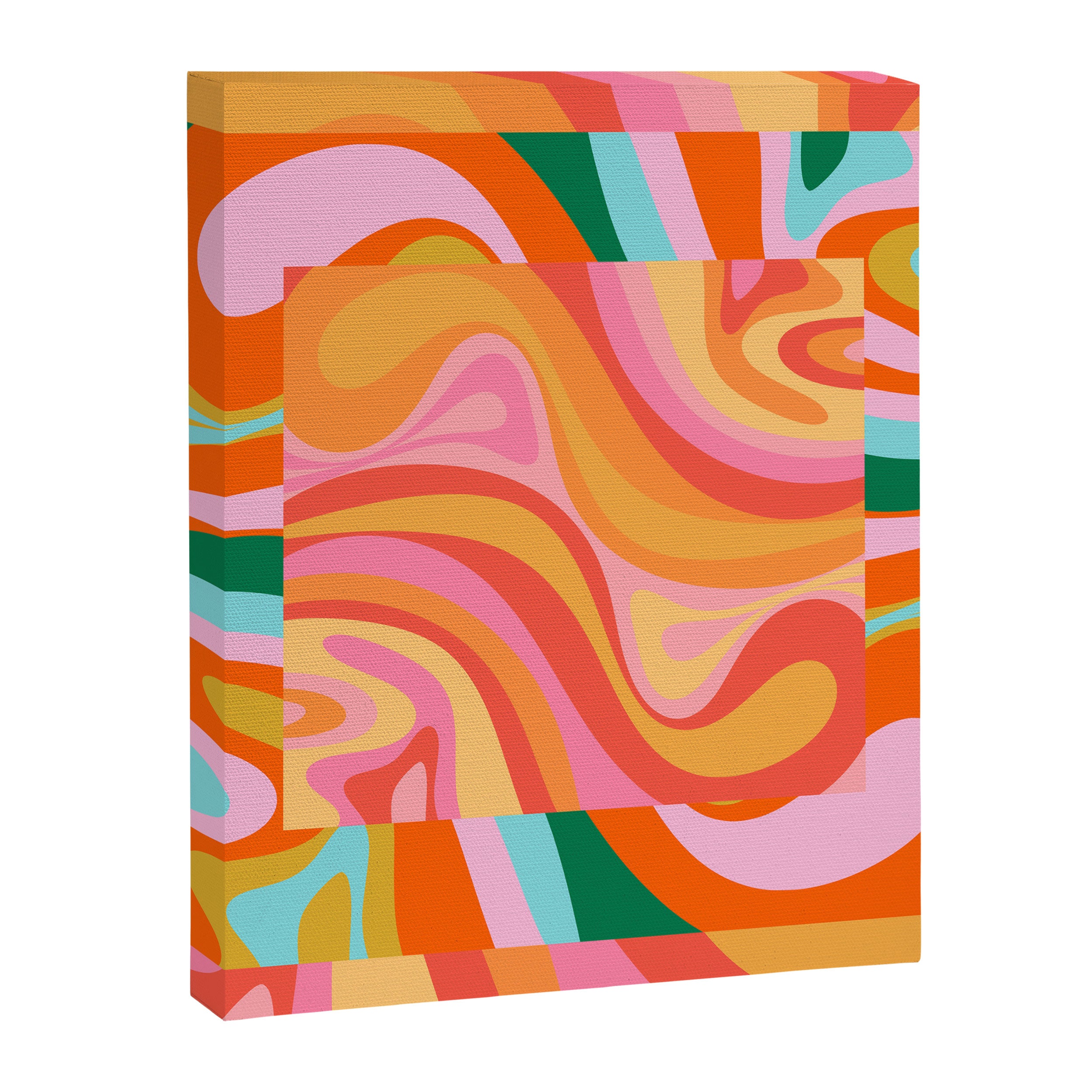 Super Trippy Retro Psychedelic Regress Multi Color Abstract Pattern Pink Orange Canvas Print Gallery Image 8