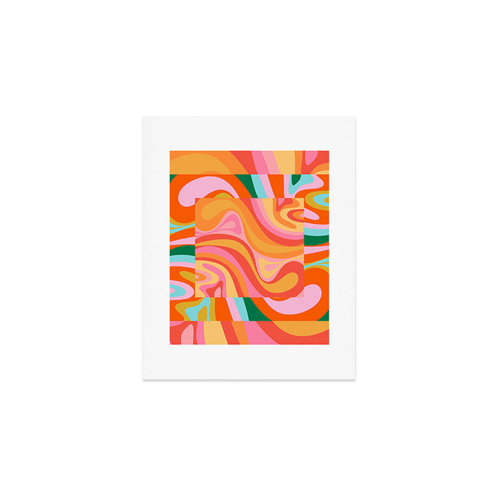 Super Trippy Retro Psychedelic Regress Multi Color Abstract Pattern Pink Orange Art Print Gallery Image 1