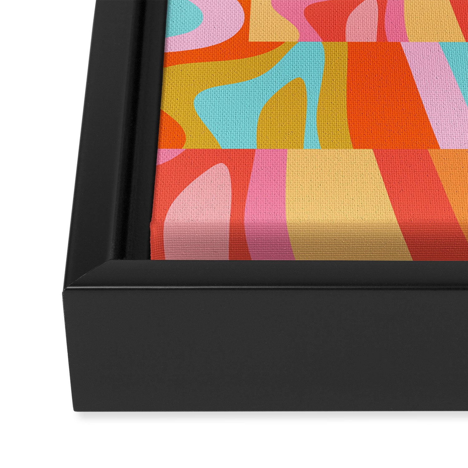 Super Trippy Retro Psychedelic Regress Multi Color Abstract Pattern Pink Orange Framed Canvas Print Gallery Image 3