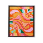 Super Trippy Retro Psychedelic Regress Multi Color Abstract Pattern Pink Orange Framed Canvas Print Gallery Image 8
