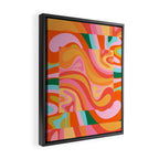 Super Trippy Retro Psychedelic Regress Multi Color Abstract Pattern Pink Orange Framed Canvas Print Gallery Image 2