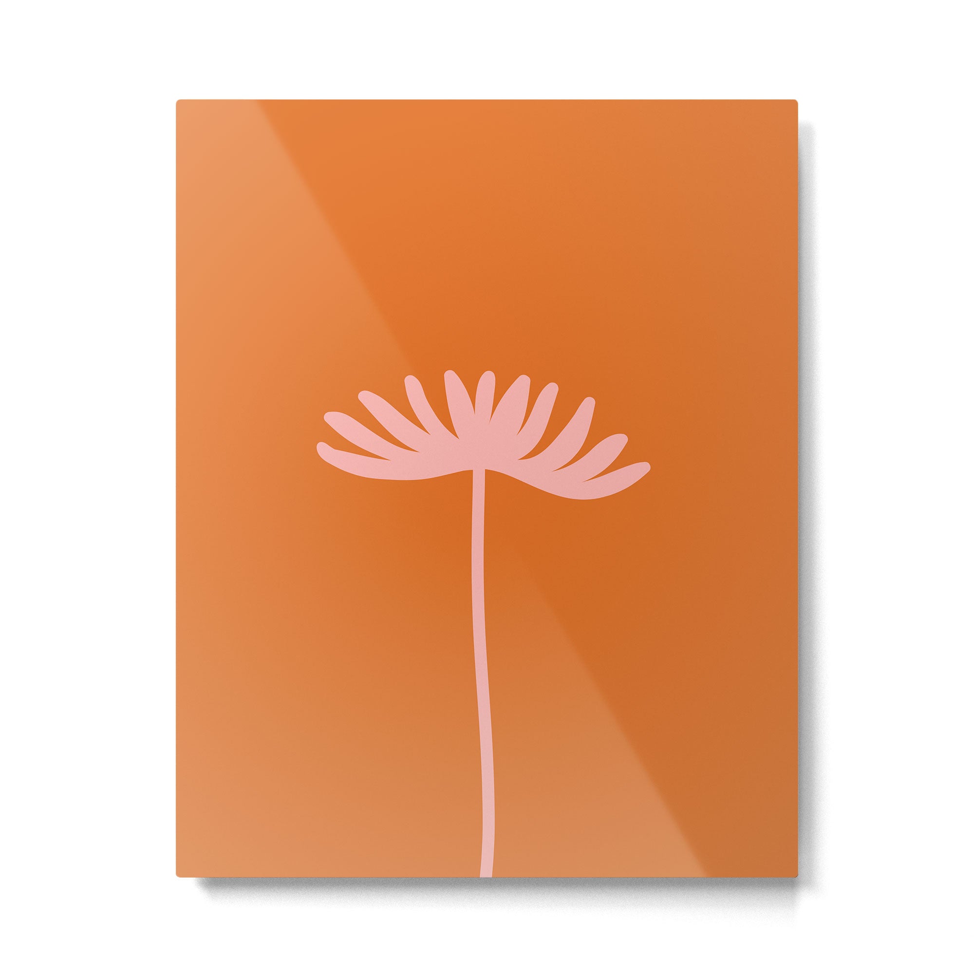 Tall Flower - Floral Minimalism in Pink and Orange Metal Print Gallery Image 6