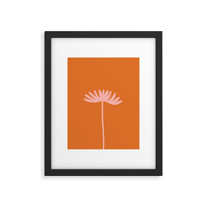 Tall Flower - Floral Minimalism in Pink and Orange Framed Art Print Gallery Image 1