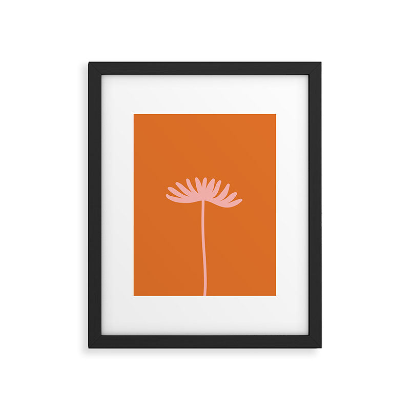 Tall Flower - Floral Minimalism in Pink and Orange Framed Art Print Gallery Image 6