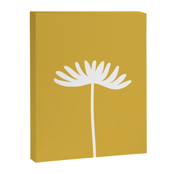 Tall Flower Minimalist Floral in White and Light Mustard Canvas Print Gallery Image 1