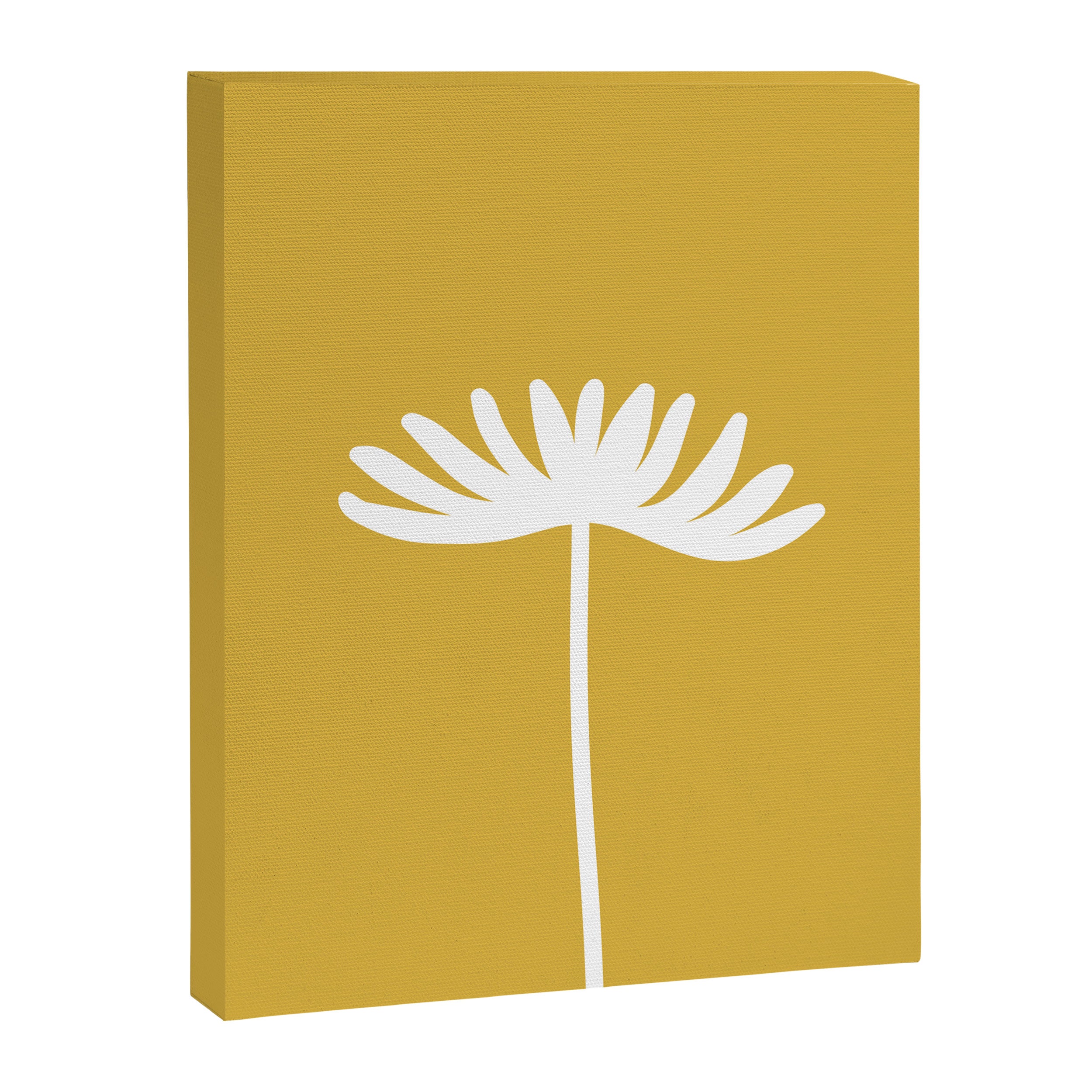 Tall Flower Minimalist Floral in White and Light Mustard Canvas Print Gallery Image 8