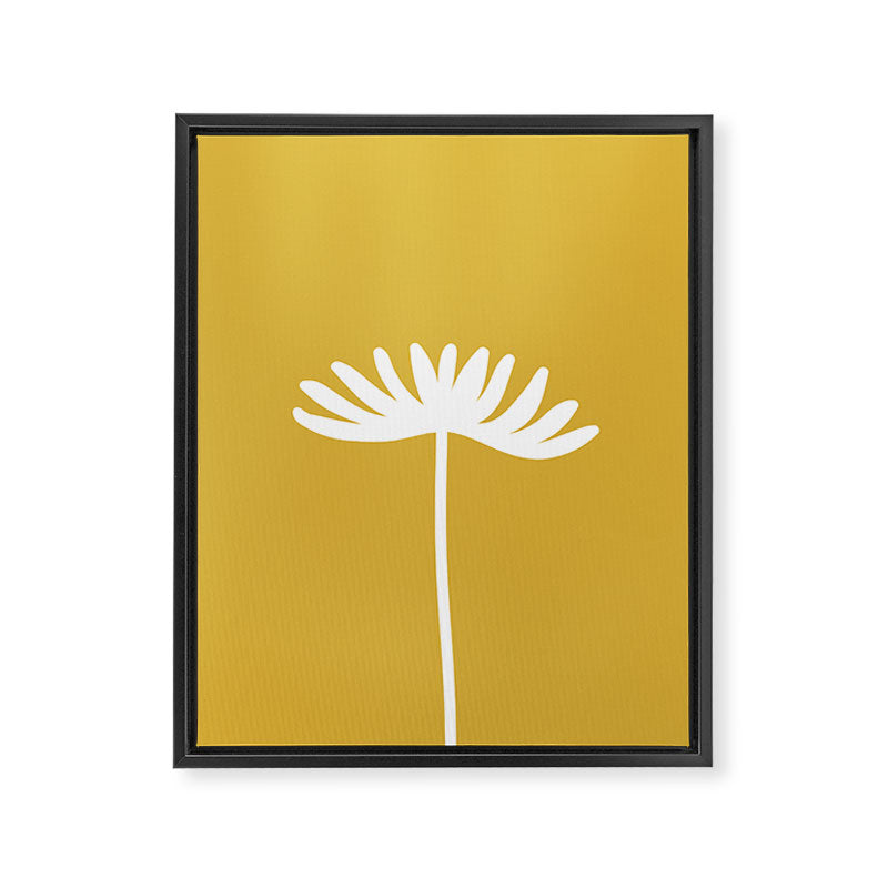 Tall Flower Minimalist Floral in White and Light Mustard Framed Canvas Print Gallery Image 8