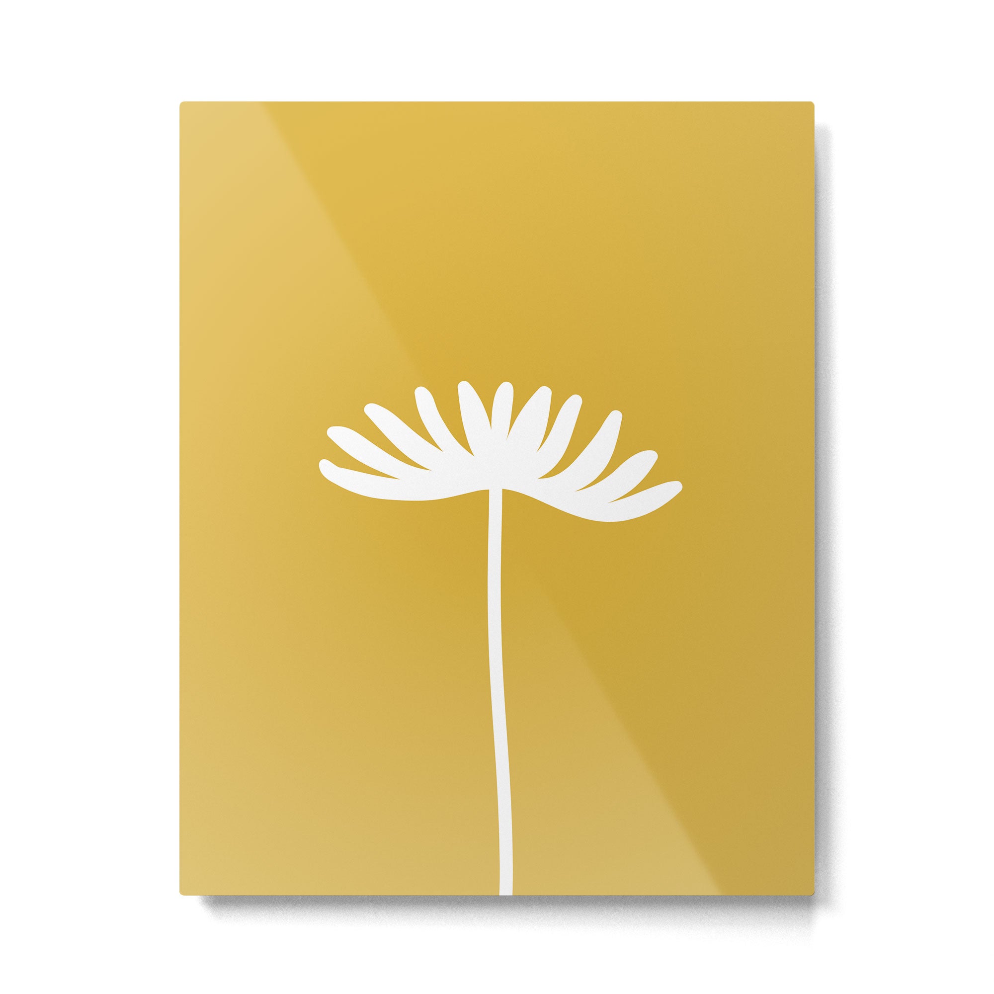 Tall Flower Minimalist Floral in White and Light Mustard Metal Print Gallery Image 6