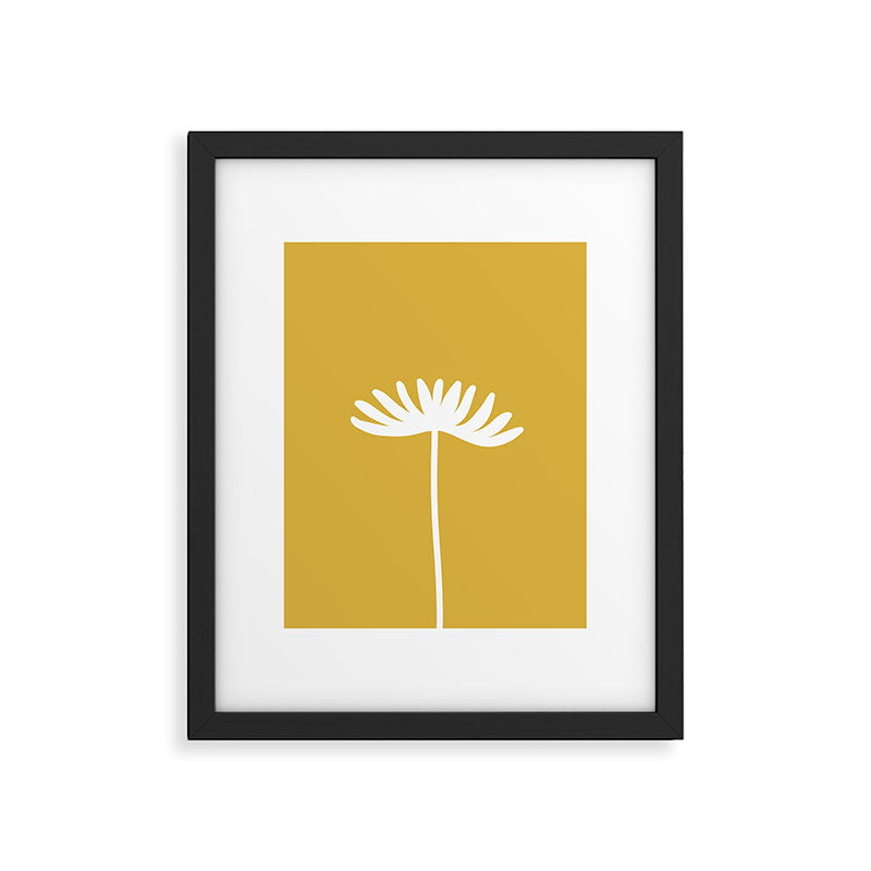 Tall Flower Minimalist Floral in White and Light Mustard Framed Art Print Gallery Image 6