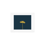 Tall Flower - Minimalist Floral in Light Mustard and Navy Blue Art Print Gallery Image 1