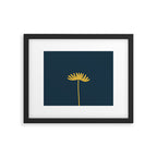 Tall Flower - Minimalist Floral in Light Mustard and Navy Blue Framed Art Print Gallery Image 6