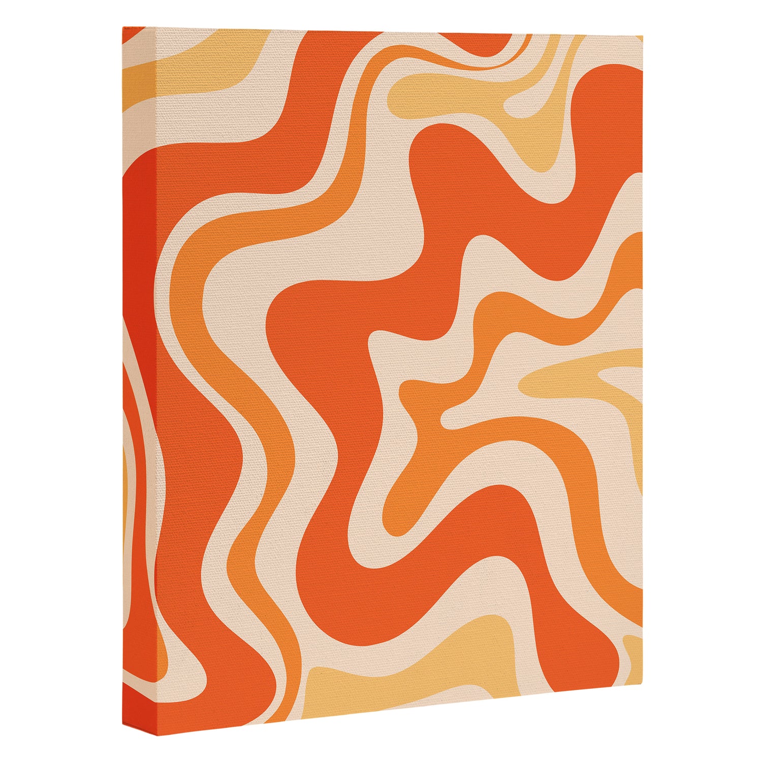 Tangerine Liquid Swirl Retro Abstract Pattern Canvas Print Gallery Image 3