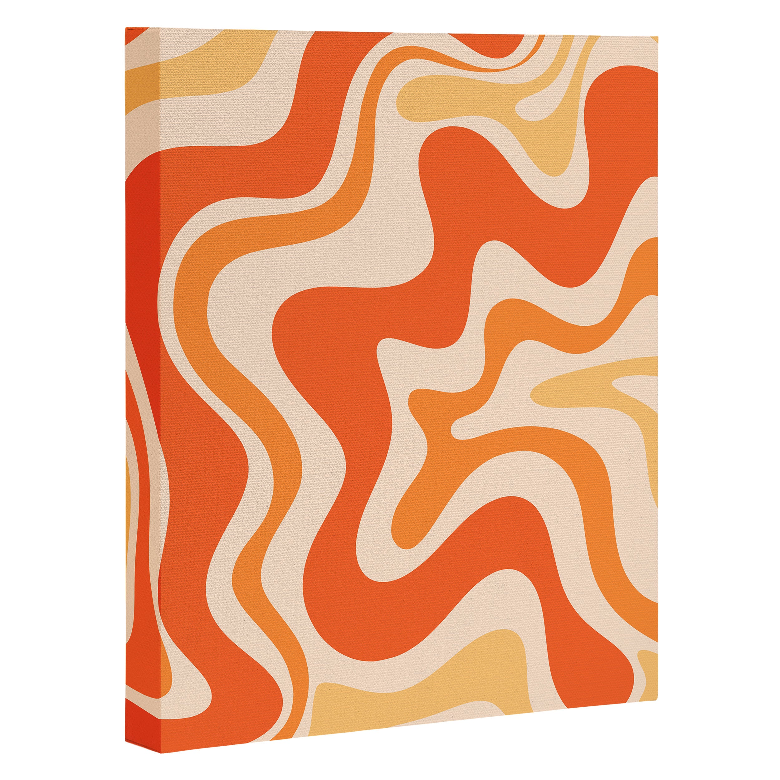 Tangerine Liquid Swirl Retro Abstract Pattern Canvas Print Gallery Image 3