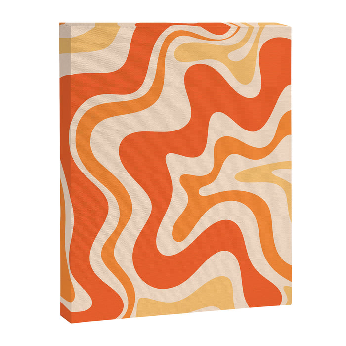 Tangerine Liquid Swirl Retro Abstract Pattern Canvas Print Gallery Image 1