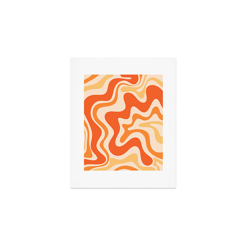 Tangerine Liquid Swirl Retro Abstract Pattern Art Print Gallery Image 1