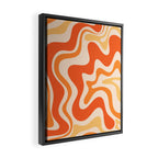 Tangerine Liquid Swirl Retro Abstract Pattern Framed Canvas Print Gallery Image 2