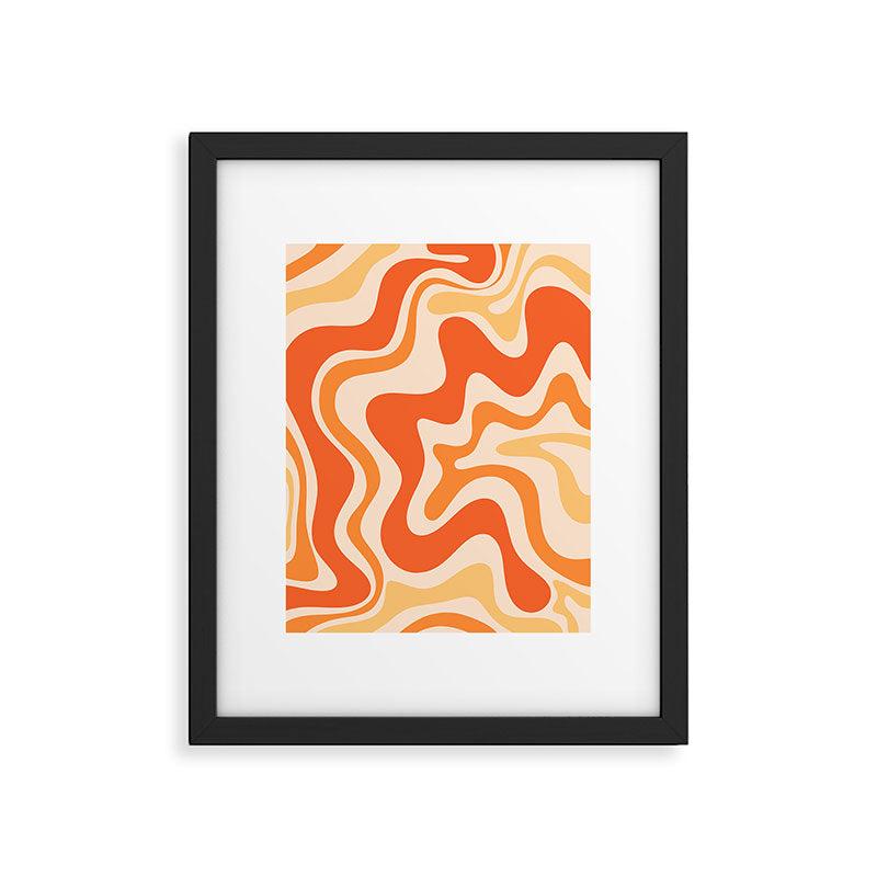 Tangerine Liquid Swirl Retro Abstract Pattern Framed Art Print Gallery Image 4