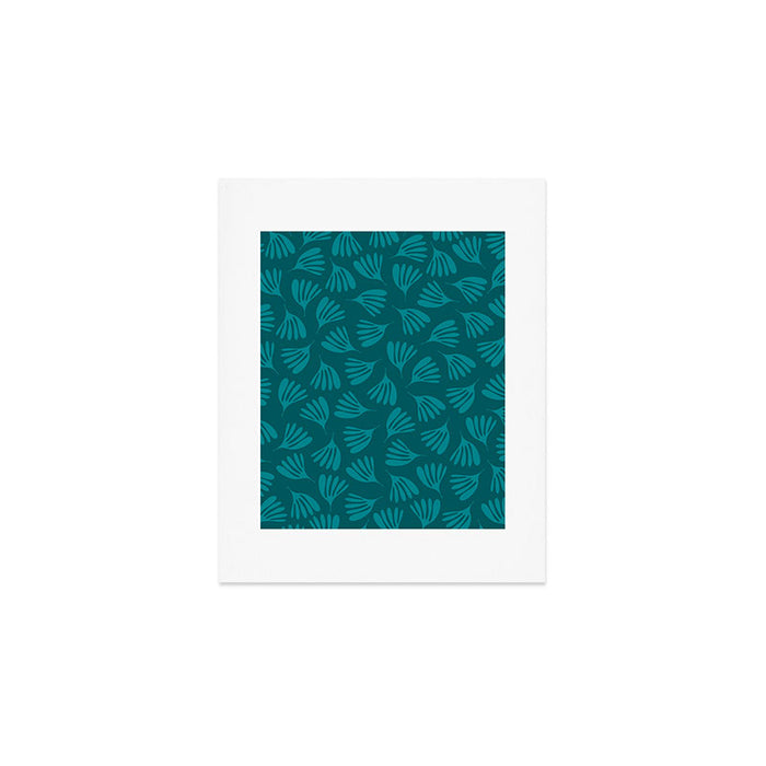 Teal Green Wispy Leaves Contemporary Abstract Botanical Pattern Art Print Gallery Image 1