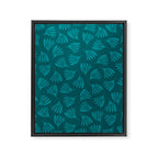 Teal Green Wispy Leaves Contemporary Abstract Botanical Pattern Framed Canvas Print Gallery Image 6