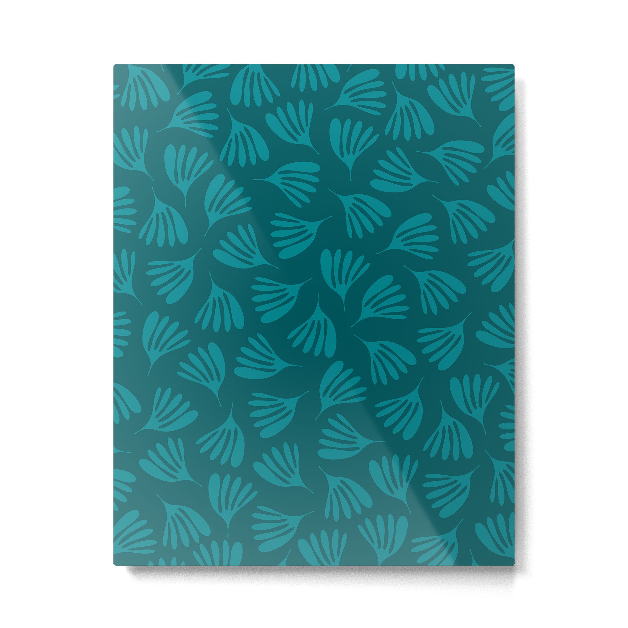 Teal Green Wispy Leaves Contemporary Abstract Botanical Pattern Metal Print Gallery Image 4