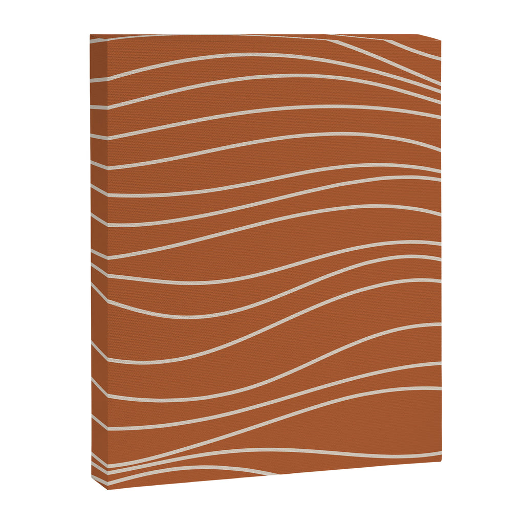 Terra Waves Abstract Minimalist Line Pattern in Clay and Putty Canvas Print Gallery Image 6
