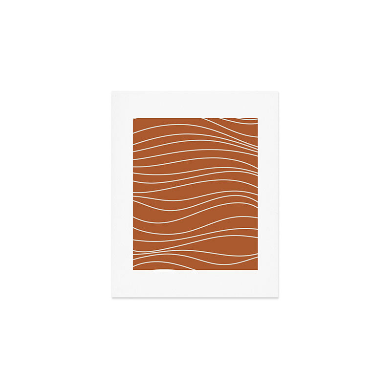 Terra Waves Abstract Minimalist Line Pattern in Clay and Putty Art Print Gallery Image 1