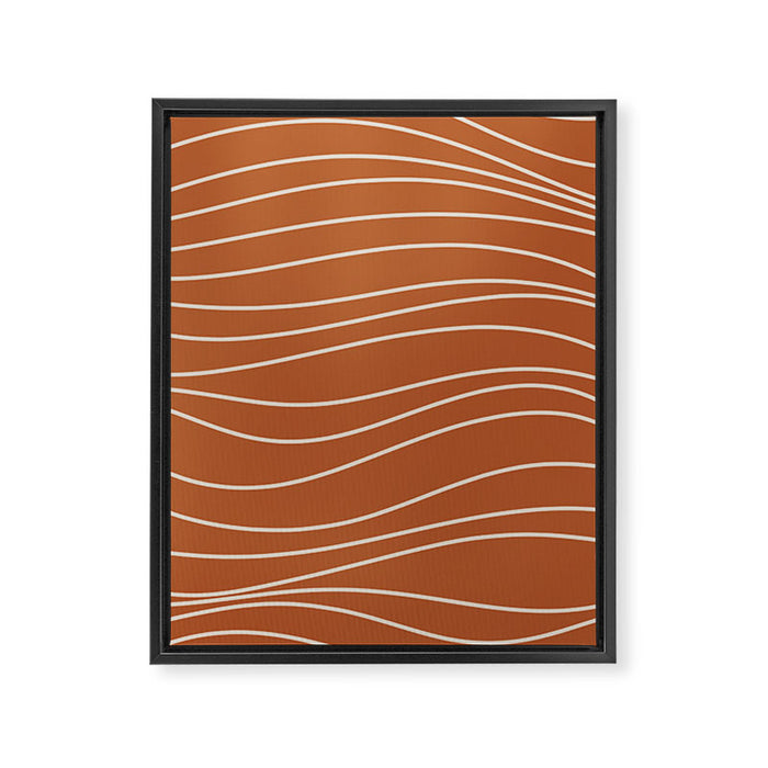 Terra Waves Abstract Minimalist Line Pattern in Clay and Putty Framed Canvas Print Gallery Image 1