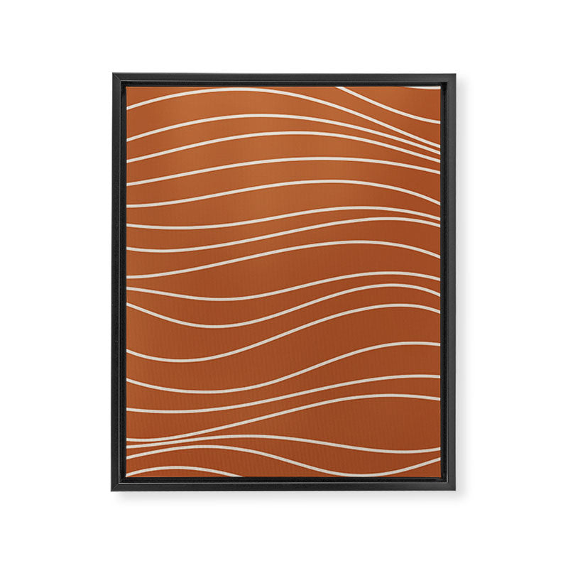 Terra Waves Abstract Minimalist Line Pattern in Clay and Putty Framed Canvas Print Gallery Image 6