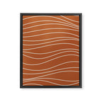 Terra Waves Abstract Minimalist Line Pattern in Clay and Putty Framed Canvas Print Gallery Image 6