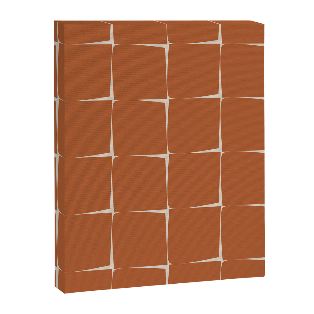Terracotta Rust Minimal Midcentury Modern Flux Check Grid Pattern Canvas Print Gallery Image 8