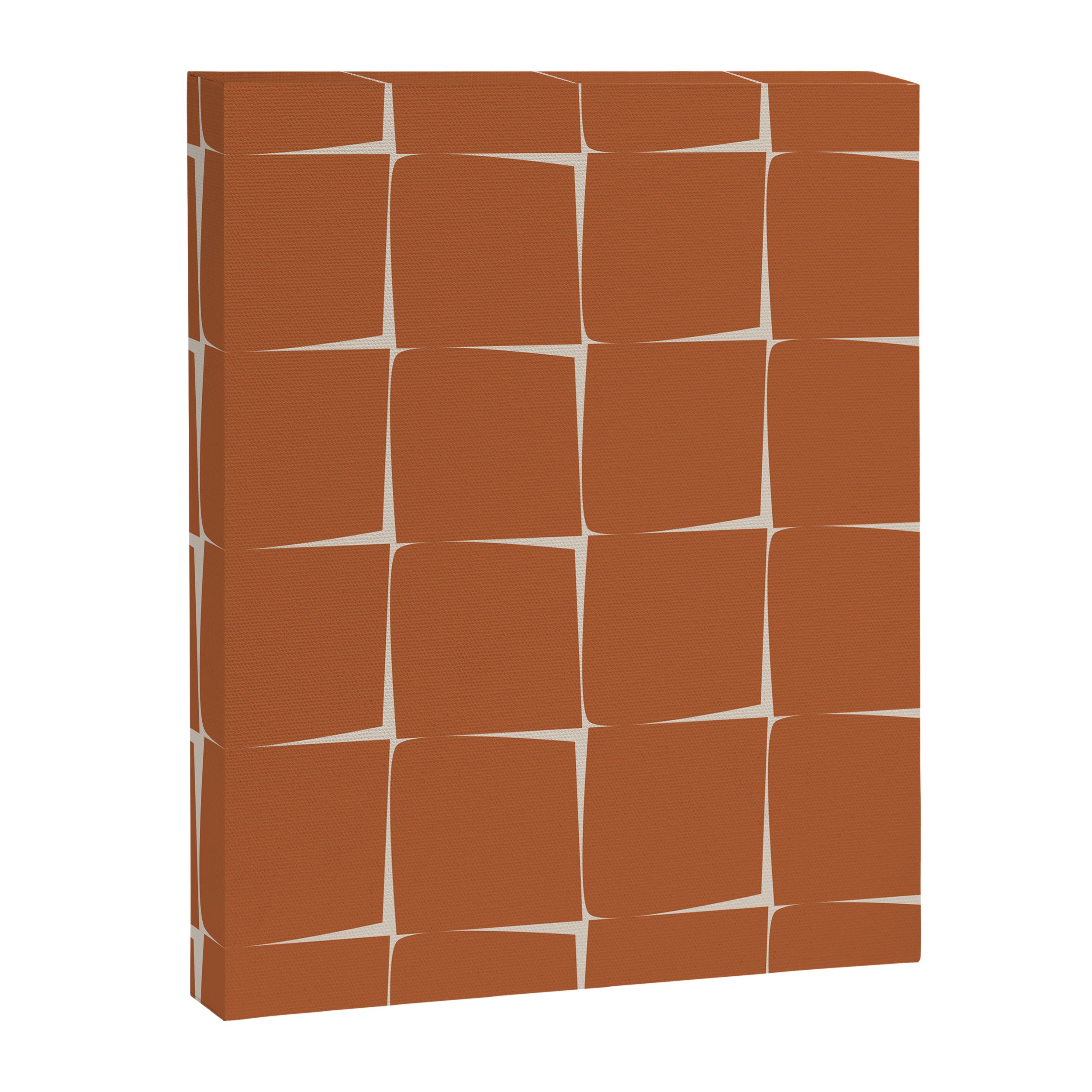 Terracotta Rust Minimal Midcentury Modern Flux Check Grid Pattern Canvas Print Gallery Image 8