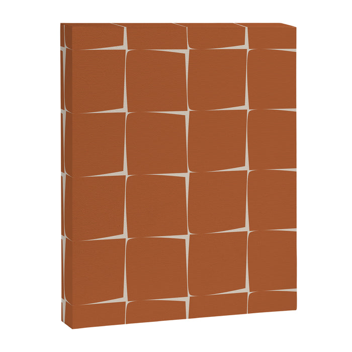 Terracotta Rust Minimal Midcentury Modern Flux Check Grid Pattern Canvas Print Gallery Image 1