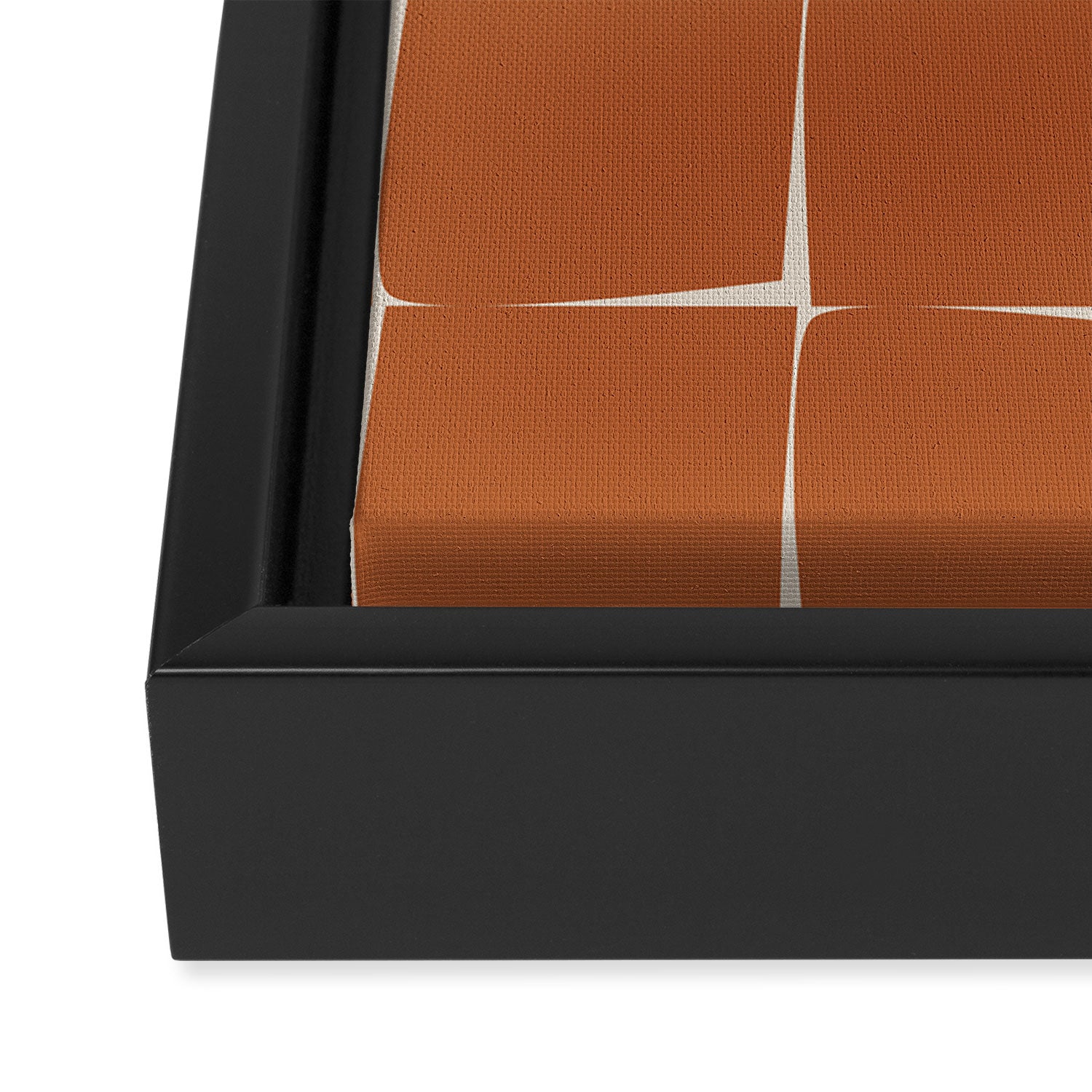 Terracotta Rust Minimal Midcentury Modern Flux Check Grid Pattern Framed Canvas Print Gallery Image 3