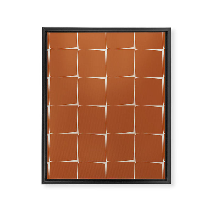 Terracotta Rust Minimal Midcentury Modern Flux Check Grid Pattern Framed Canvas Print Gallery Image 1