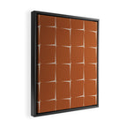 Terracotta Rust Minimal Midcentury Modern Flux Check Grid Pattern Framed Canvas Print Gallery Image 2