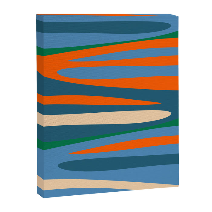 Terzo Stripes Vertical Abstract Pattern Blue Orange Green Beige Canvas Print Gallery Image 1