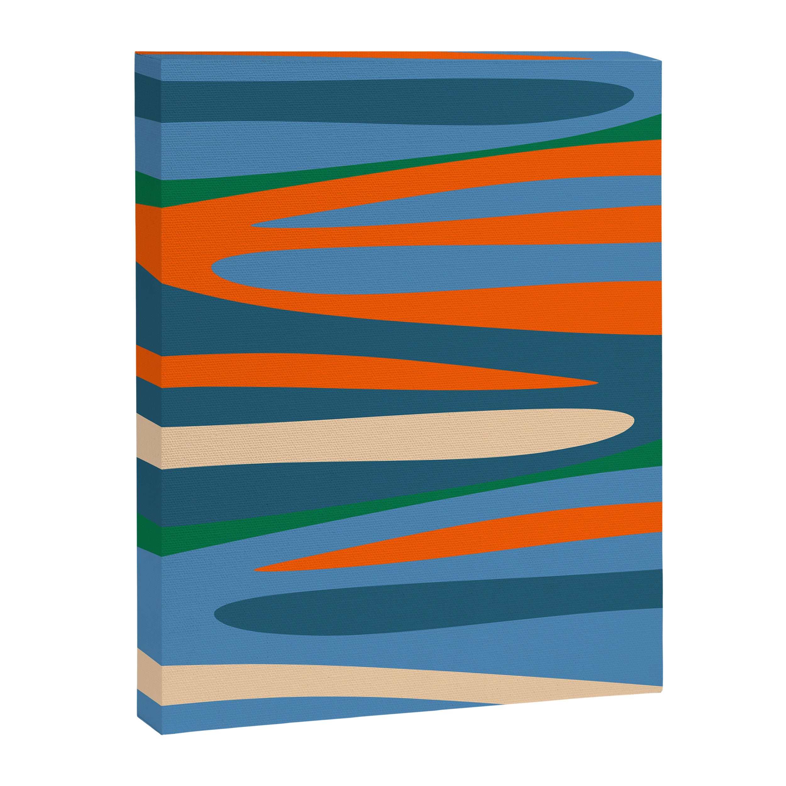 Terzo Stripes Vertical Abstract Pattern Blue Orange Green Beige Canvas Print Gallery Image 6
