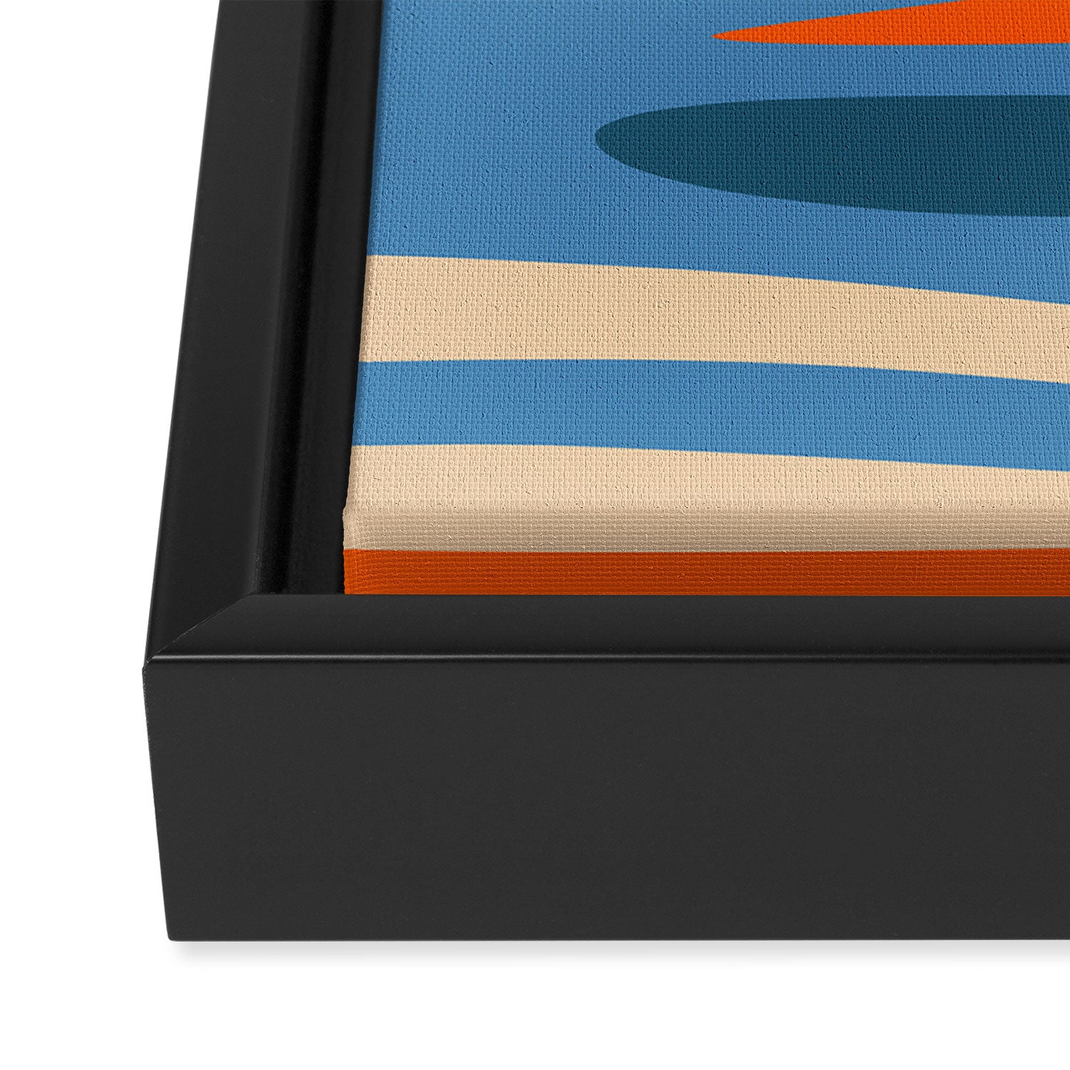 Terzo Stripes Vertical Abstract Pattern Blue Orange Green Beige Framed Canvas Print Gallery Image 3