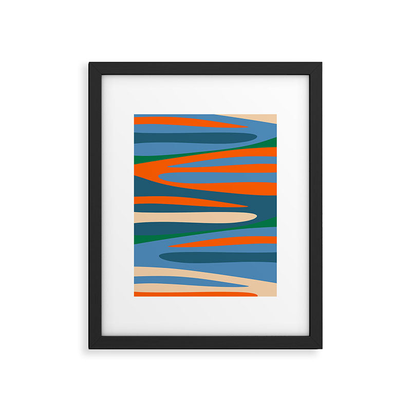 Terzo Stripes Vertical Abstract Pattern Blue Orange Green Beige Framed Art Print Gallery Image 5