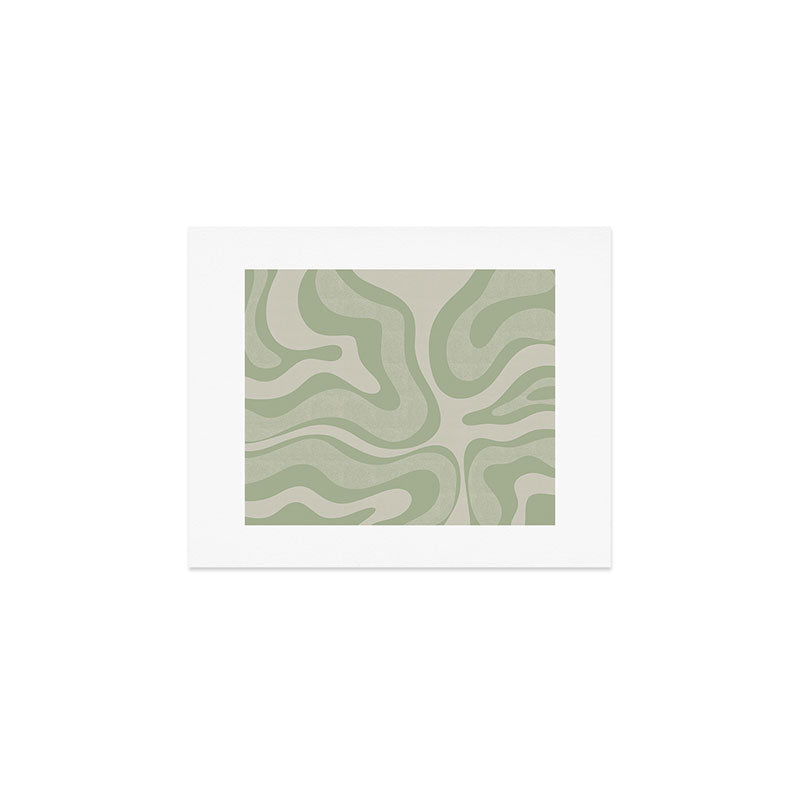 Textured Modern Liquid Swirl Abstract Pattern in Sage Art Print Gallery Image 1