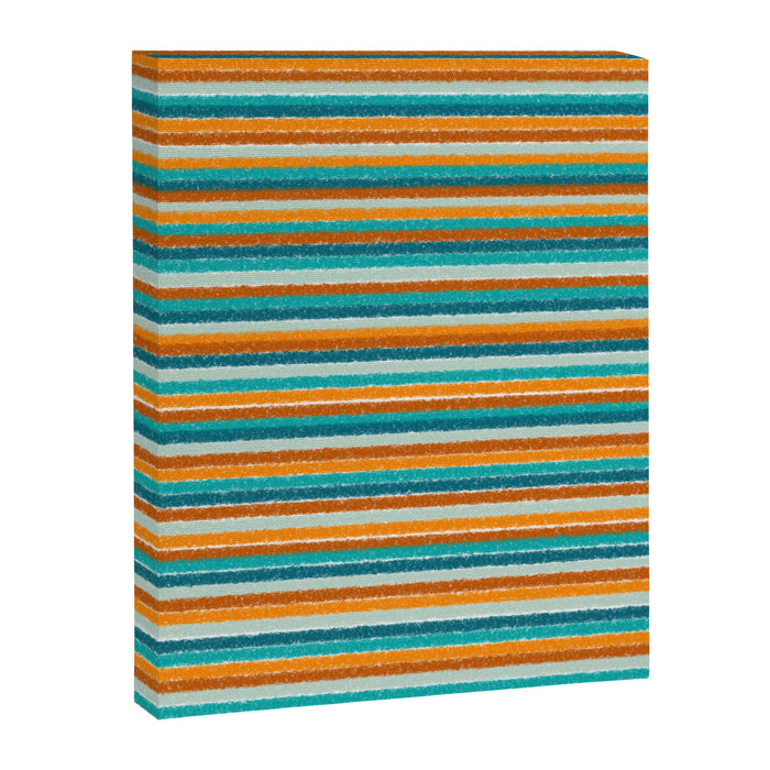 Textured Summer Stripes Pattern in Orange, Rust, Turquoise, Teal, and White Canvas Print Gallery Image 1