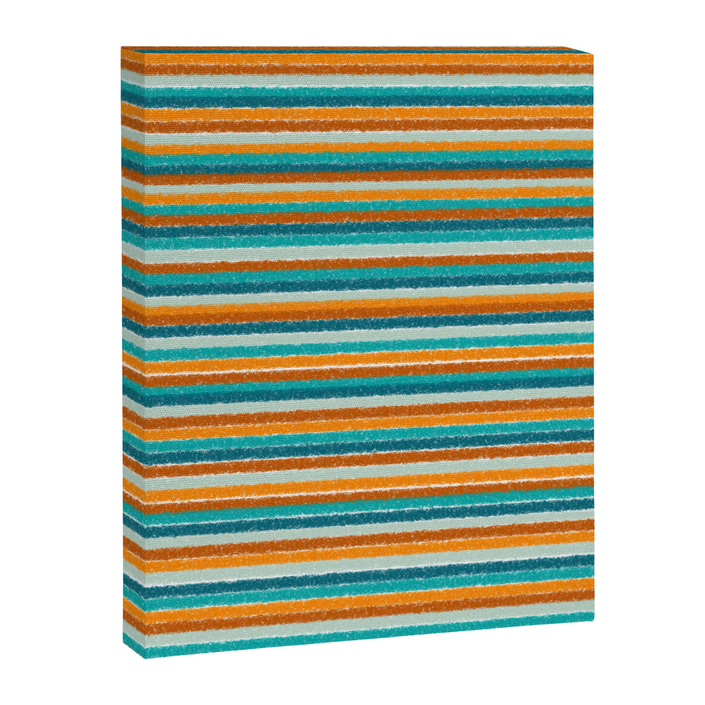 Textured Summer Stripes Pattern in Orange, Rust, Turquoise, Teal, and White Canvas Print Gallery Image 6