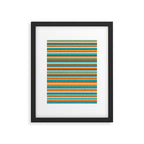 Textured Summer Stripes Pattern in Orange, Rust, Turquoise, Teal, and White Framed Art Print Gallery Image 5