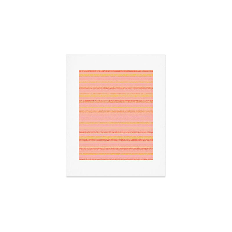 Textured Summer Stripes Pink Orange Yellow Art Print Gallery Image 1