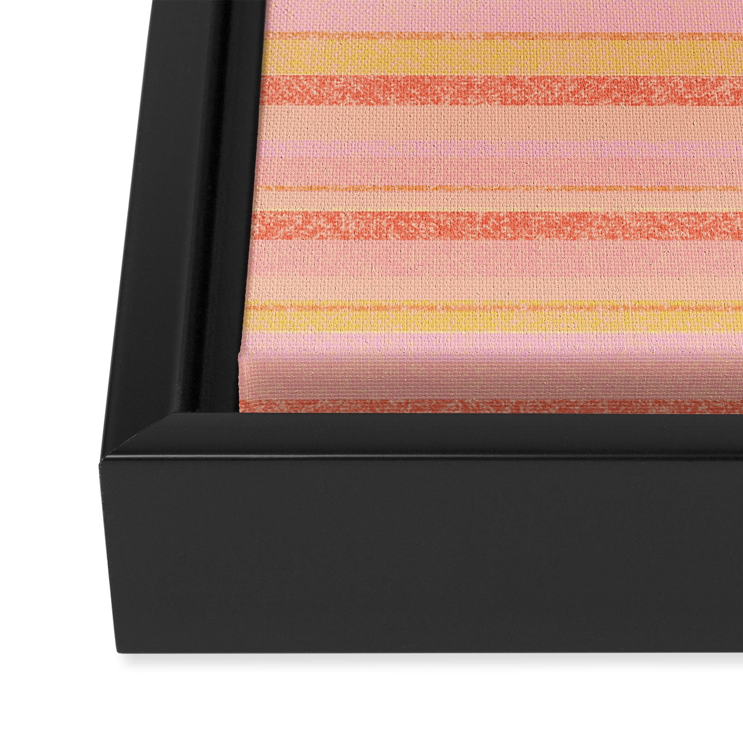 Textured Summer Stripes Pink Orange Yellow Framed Canvas Print Gallery Image 3