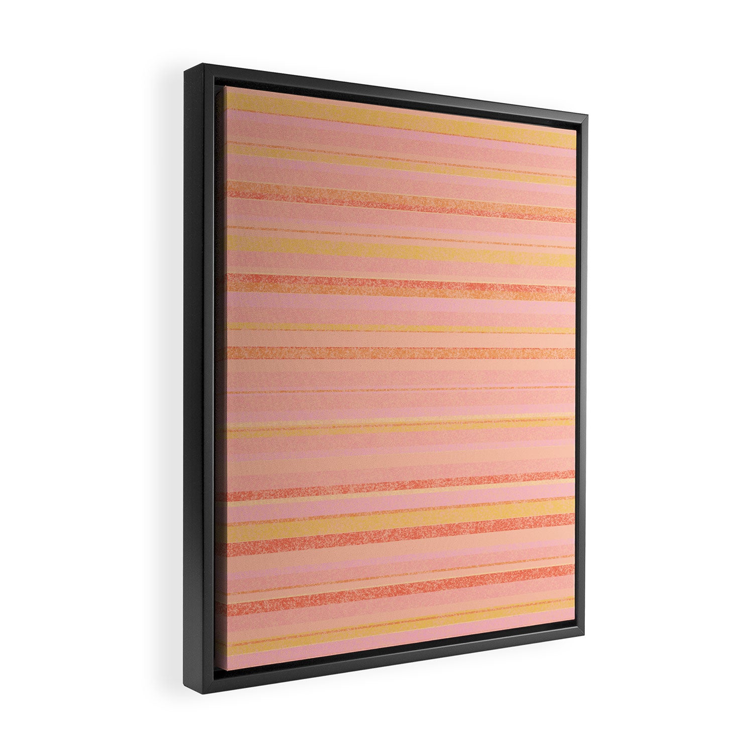 Textured Summer Stripes Pink Orange Yellow Framed Canvas Print Gallery Image 2
