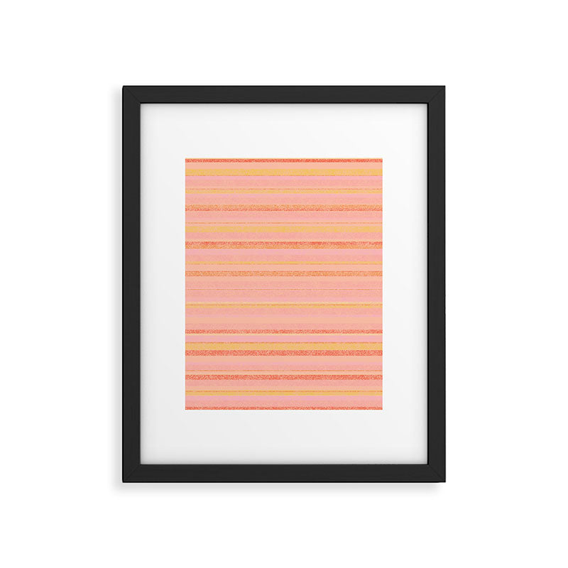 Textured Summer Stripes Pink Orange Yellow Framed Art Print Gallery Image 6