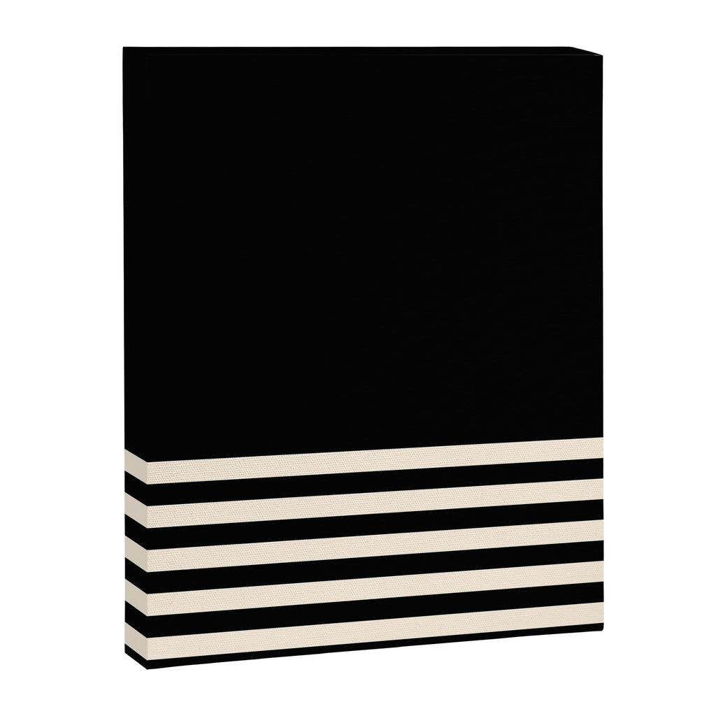 Thin Cuff Stripes Minimalist Pattern in Black and Almond Cream Canvas Print Gallery Image 8
