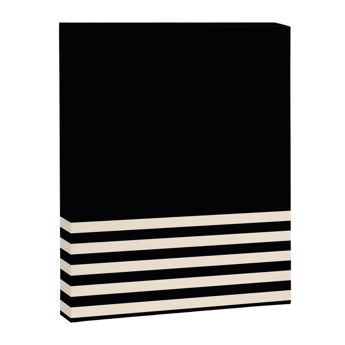 Thin Cuff Stripes Minimalist Pattern in Black and Almond Cream Canvas Print Gallery Image 1