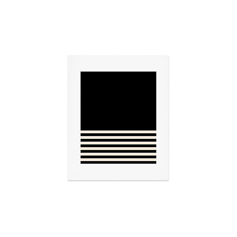 Thin Cuff Stripes Minimalist Pattern in Black and Almond Cream Art Print Gallery Image 1